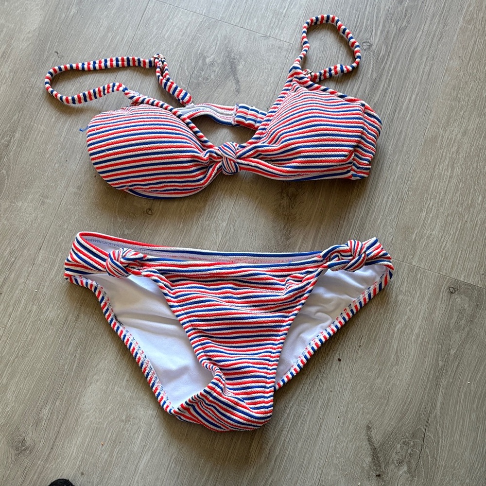 Xhilaration Red, White & Blue Striped Bikini Two-Piece